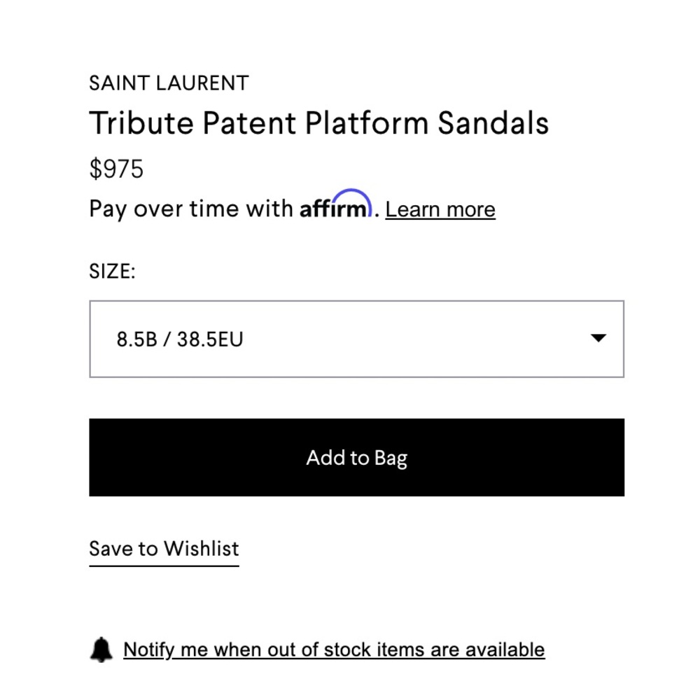 Saint Laurent Tribute Platform Sandals 105mm Black Patent Leather Size 38.5 8.5 - Picture 17 of 17